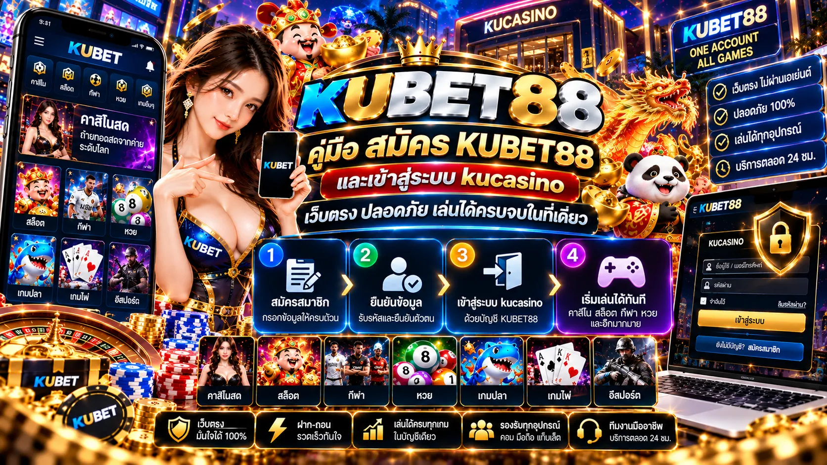 คู่มือ สมัคร KUBET88 และเข้าสู่ระบบ kucasino เว็บตรง ปลอดภัย เล่นได้ครบจบในที่เดียว